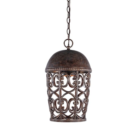 Designers Fountain Amherst 1-Light Burnt Umber Outdoor Hanging Lamp with Metal Cage Shade 97594-BU